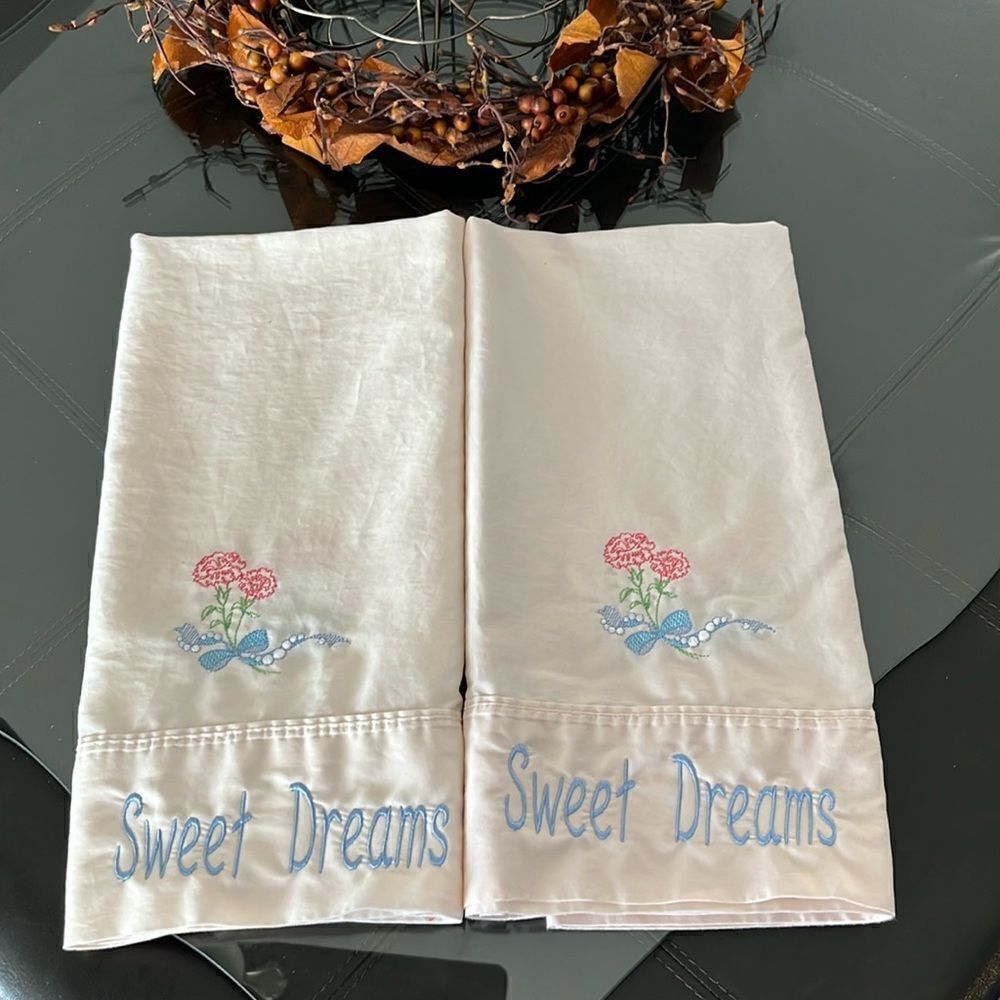 Lauren Ralph Lauren Light Pink Upcycled Cotton Pillowcases Custom Embroidery